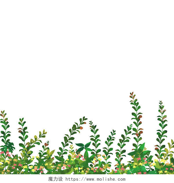 绿色春天植物花卉边框PNG素材春天花草